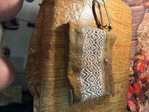 Myra Bag Razia Small Tooled Leather and Rug Crossbody Bag